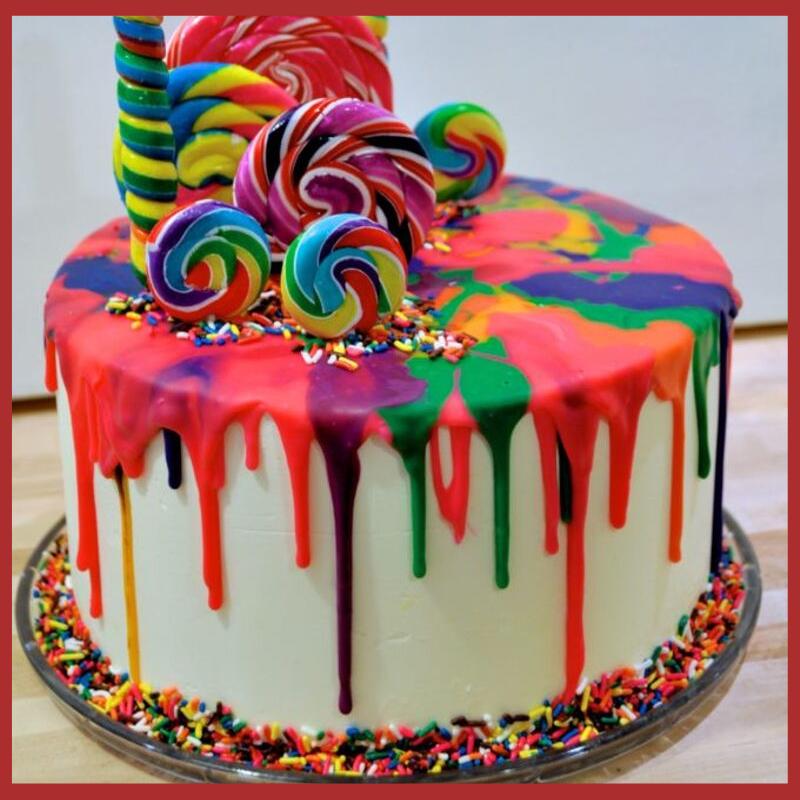 Best Custom Cake Designs Ideas For Kids Birthdays   Colourful Drip Unique Cake 